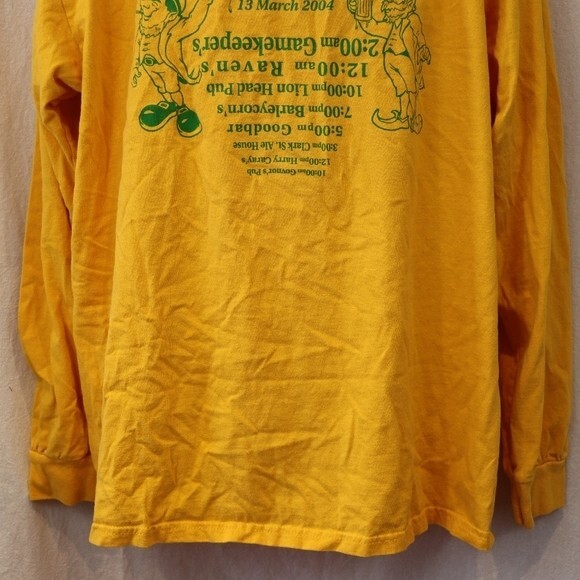St Patricks Day Yellow Long Sleeve Bar Crawl Tshirt 2004 Chicago Gildan XL - Picture 4 of 12